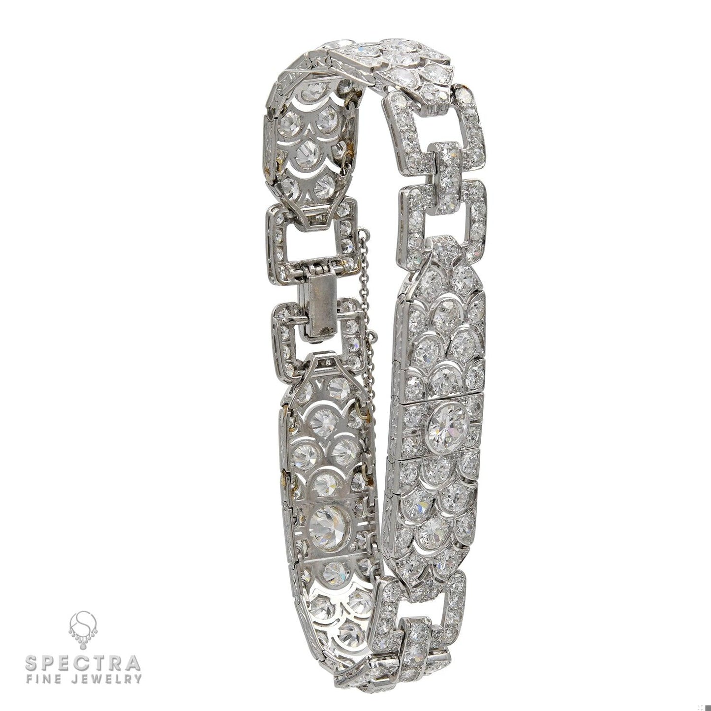 French Art Deco Diamond Buckle Link Bracelet