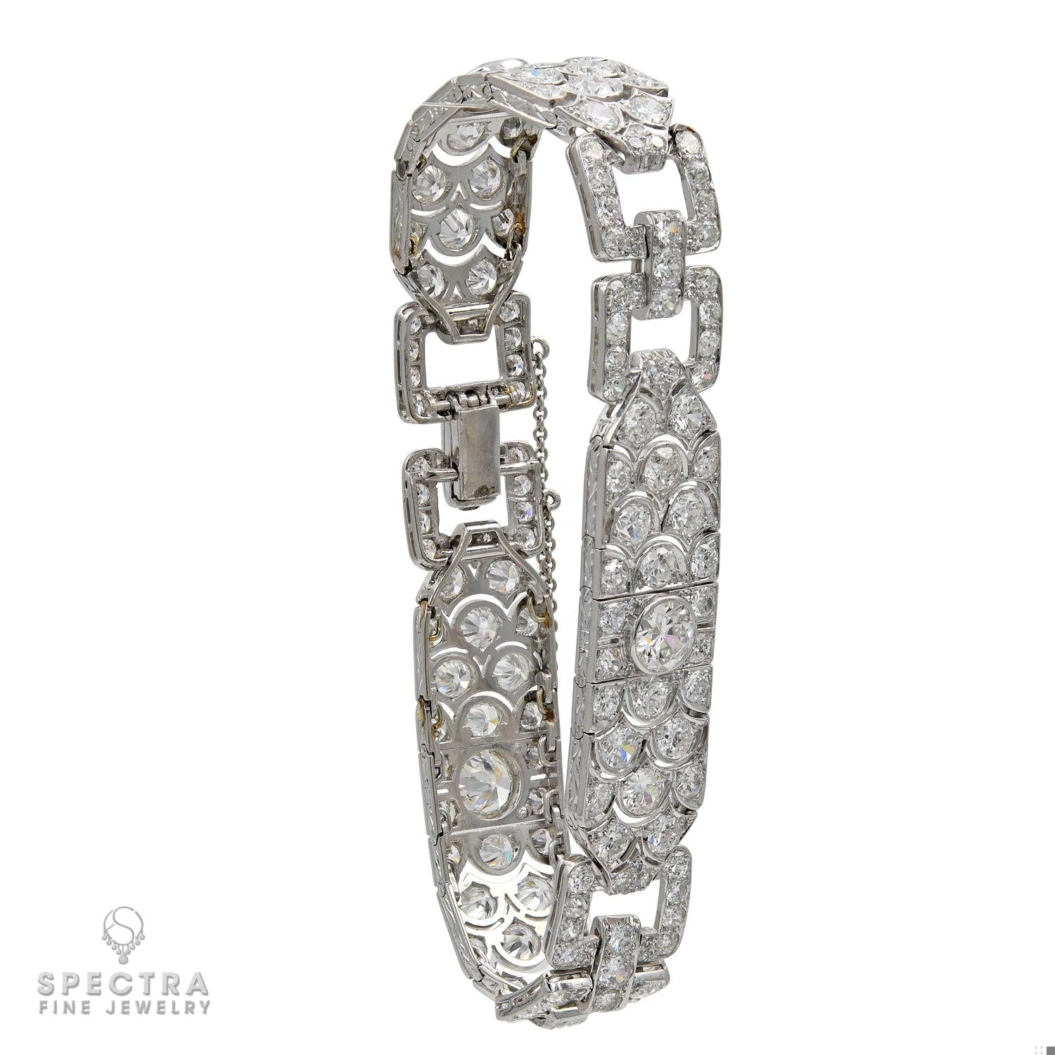 French Art Deco Diamond Buckle Link Bracelet