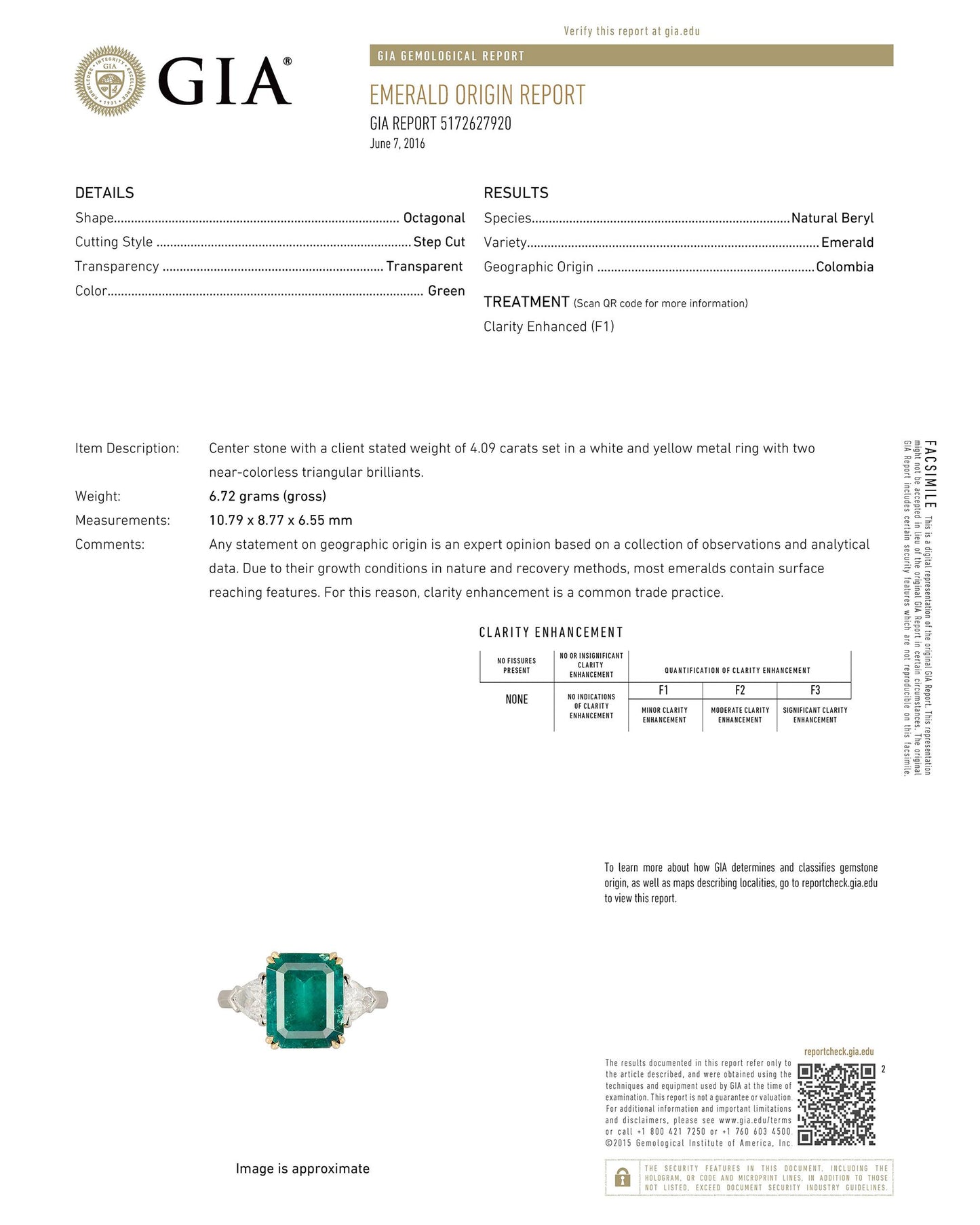 Spectra Fine Jewelry 4.09 ct. Colombian Emerald Diamond Engagement Ring