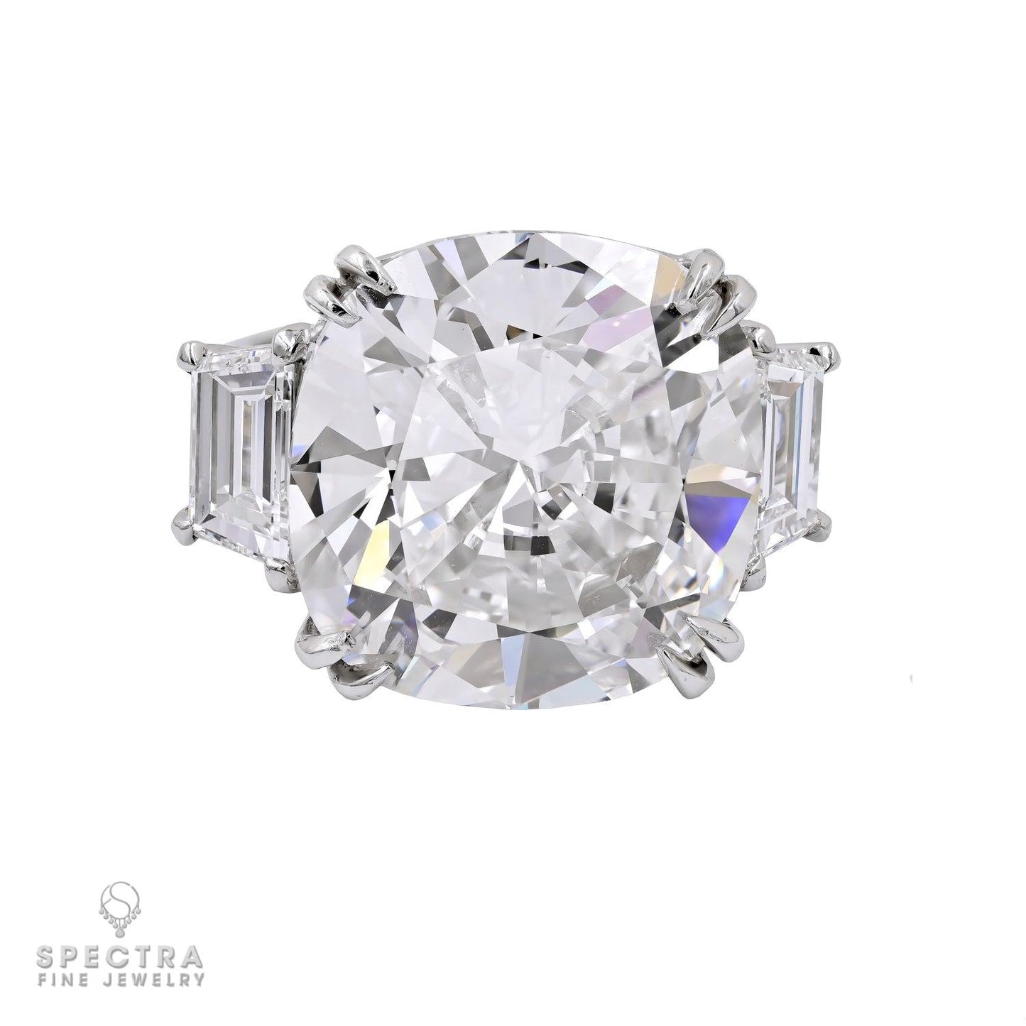 GIA Certified 22.62ct Cushion Diamond Platinum Ring