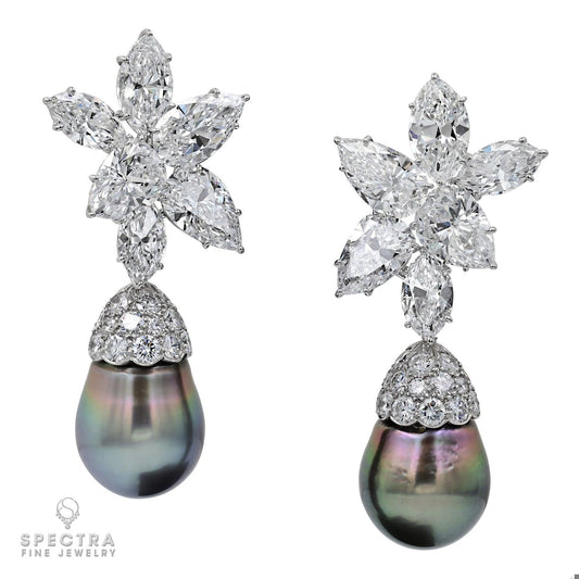 Harry Winston Diamond Pearl Earrings