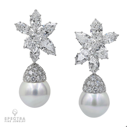 Harry Winston Diamond Pearl Earrings