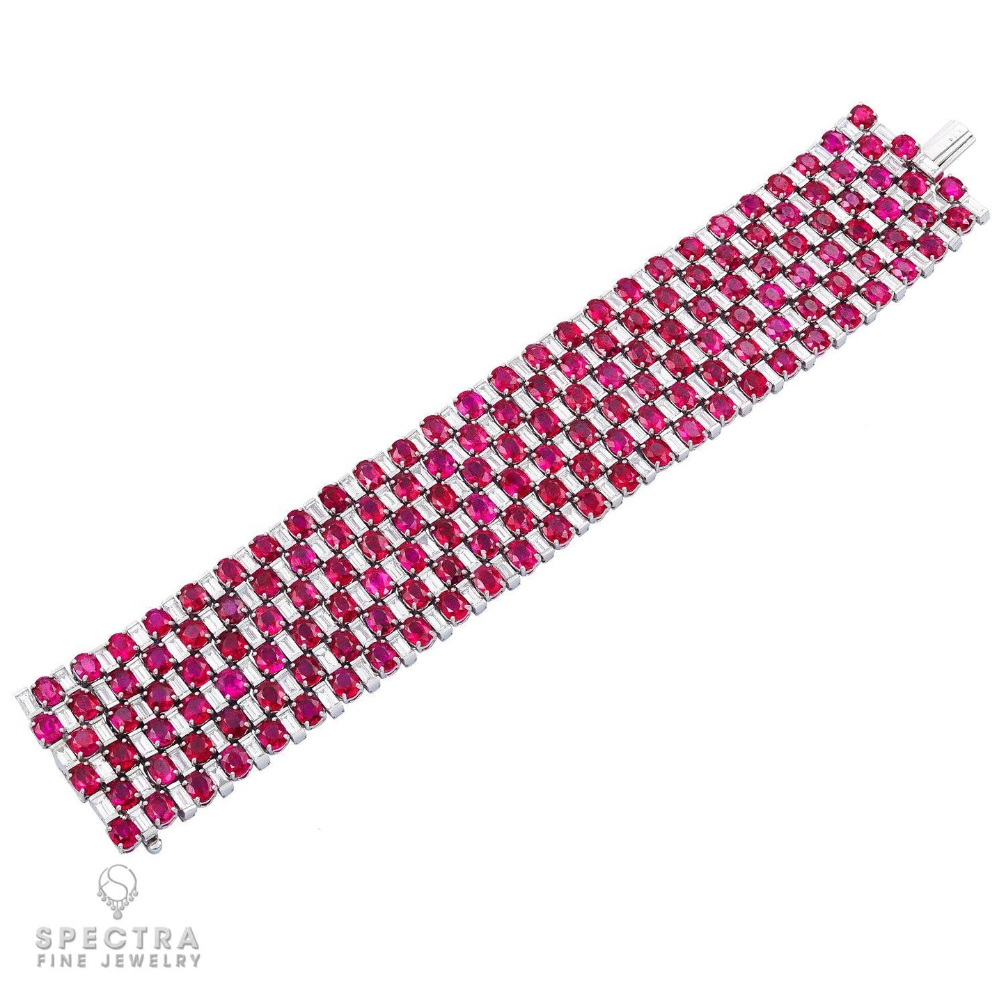 Harry Winston Jacques Timey Vintage Ruby Diamond Articulated Bracelet