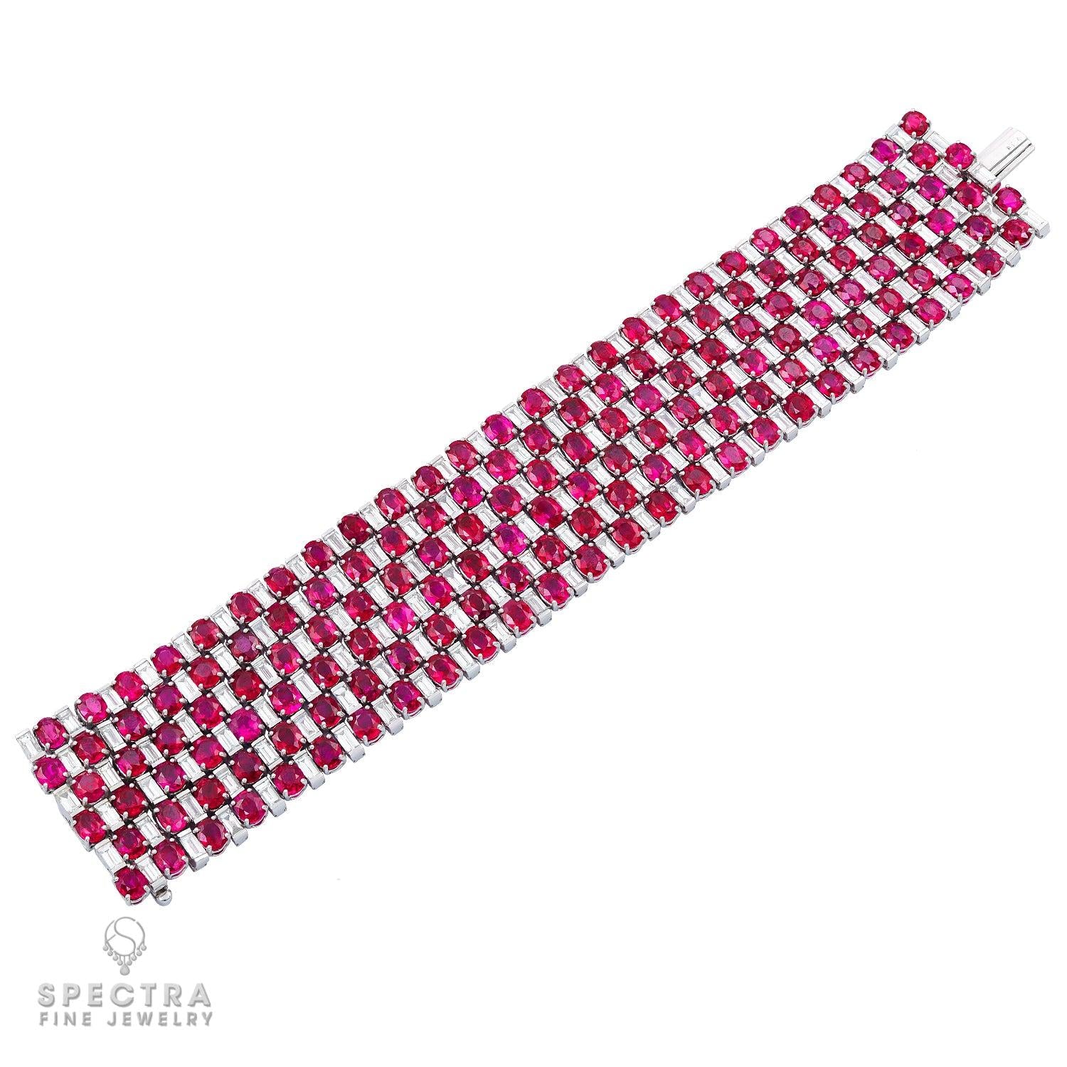 Harry Winston Jacques Timey Vintage Ruby Diamond Articulated Bracelet