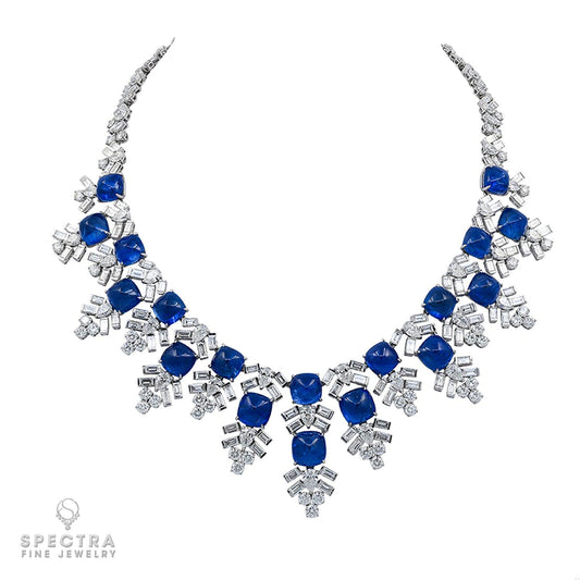 Harry Winston Jacques Timey Vintage Sapphire Diamond Bib Necklace