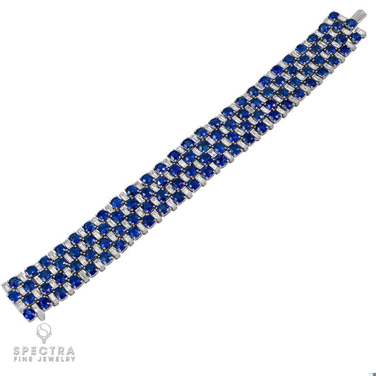 Harry Winston Vintage Sapphire Diamond Mixed Cut Bracelet in Platinum