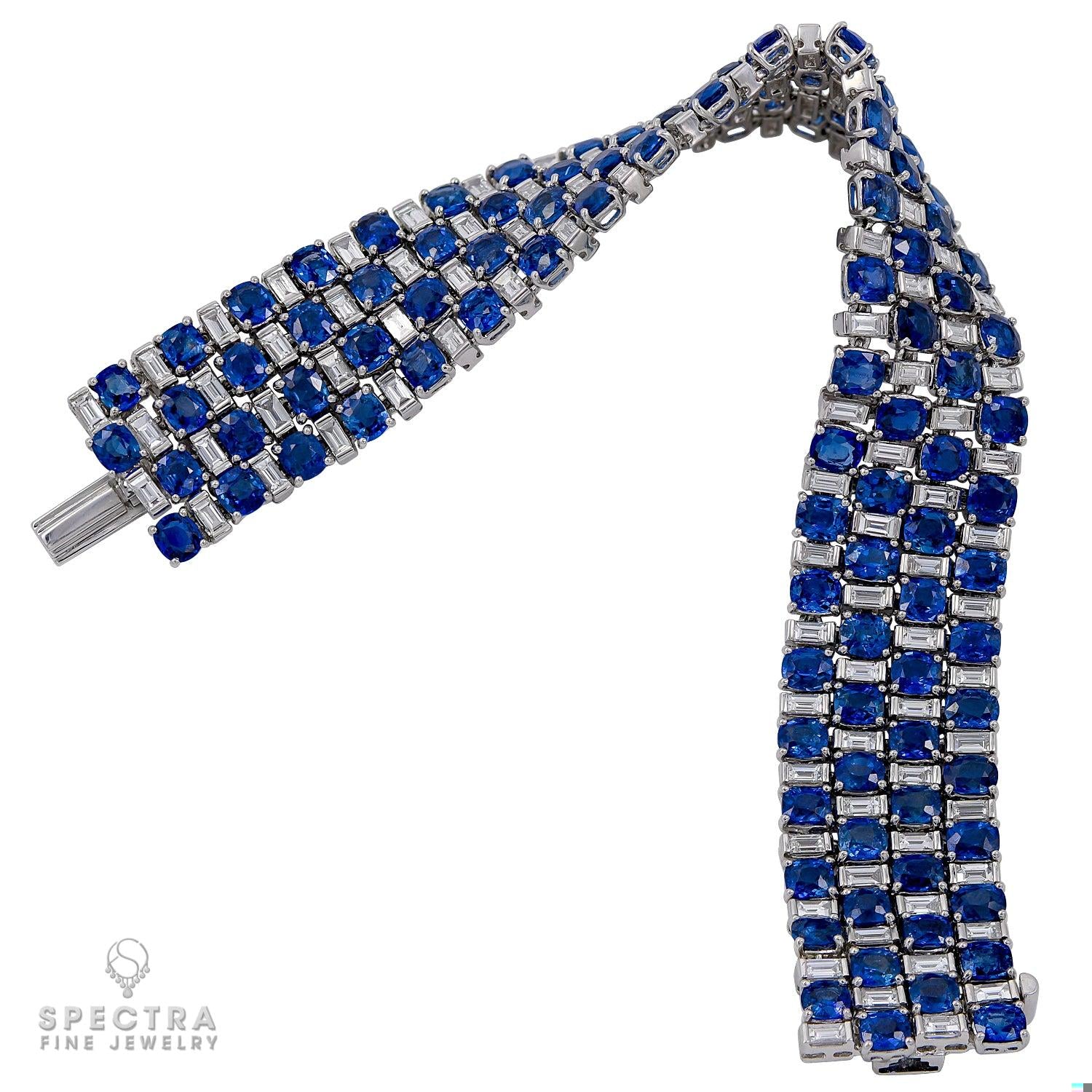 Harry Winston Vintage Sapphire Diamond Mixed Cut Bracelet in Platinum