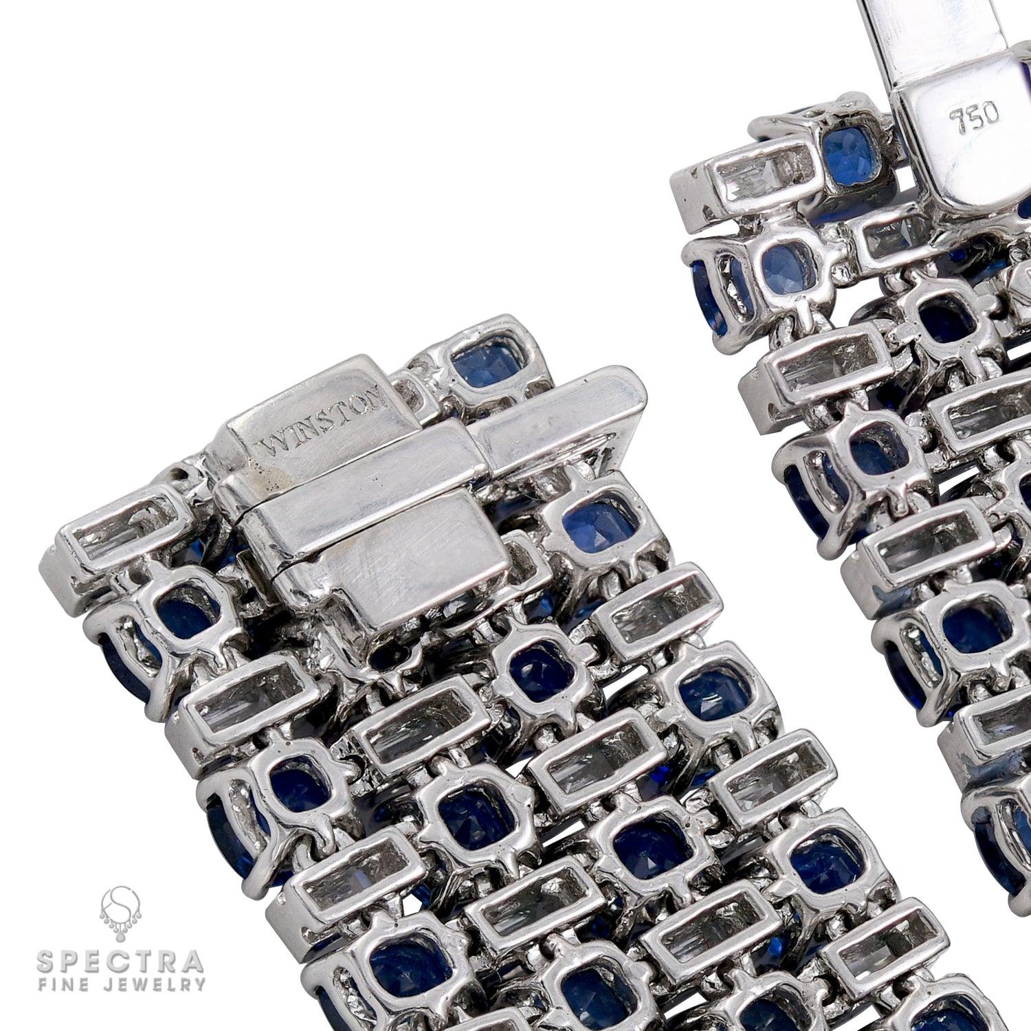 Harry Winston Vintage Sapphire Diamond Mixed Cut Bracelet in Platinum