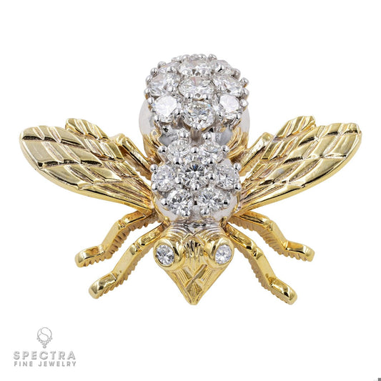 Italian Contemporary Diamond Honeybee Brooch