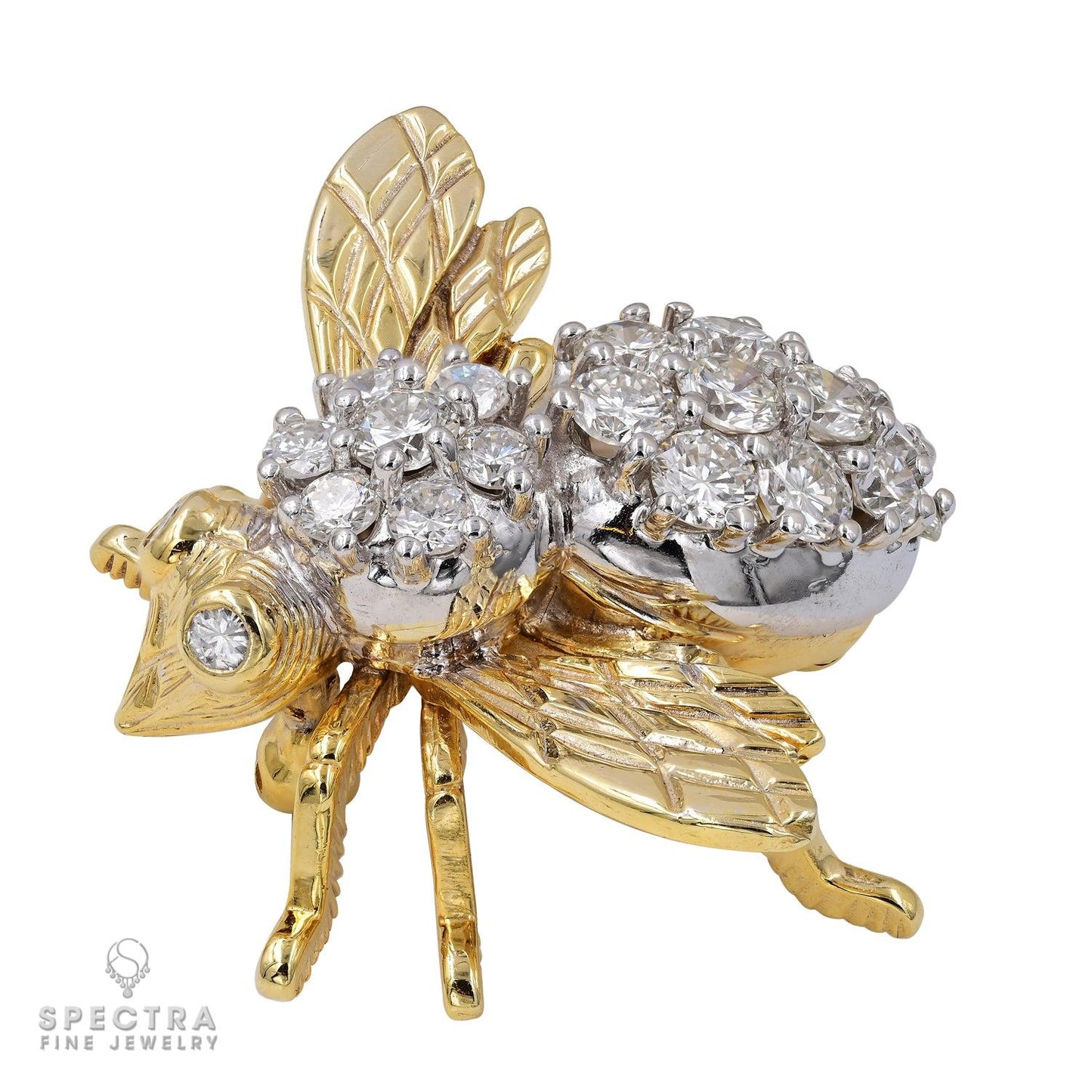 Italian Contemporary Diamond Honeybee Brooch