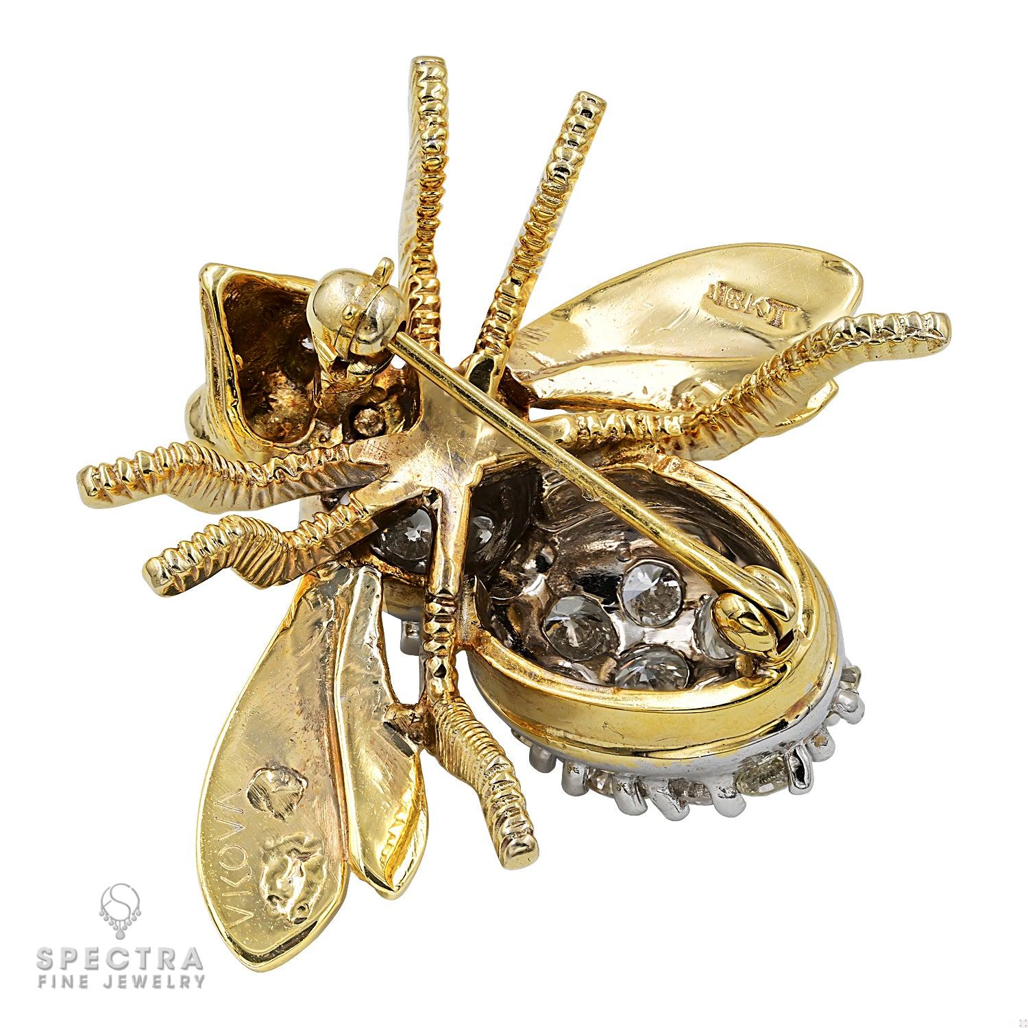 Italian Contemporary Diamond Honeybee Brooch