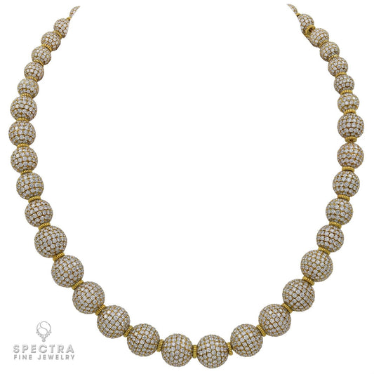 Judith Ripka Diamond Pave Bead Disco Ball Necklace