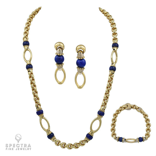 Lapiz Lazuli Necklace Earrings Bracelet Demi Parure Suite