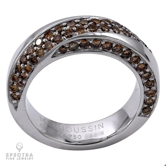 Mauboussin Contemporary Champagne Diamond Wedding Band Ring