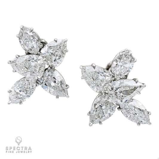 Mix-shape Diamond Cluster Earrings in Platinum by Spectra Fine Jewelry