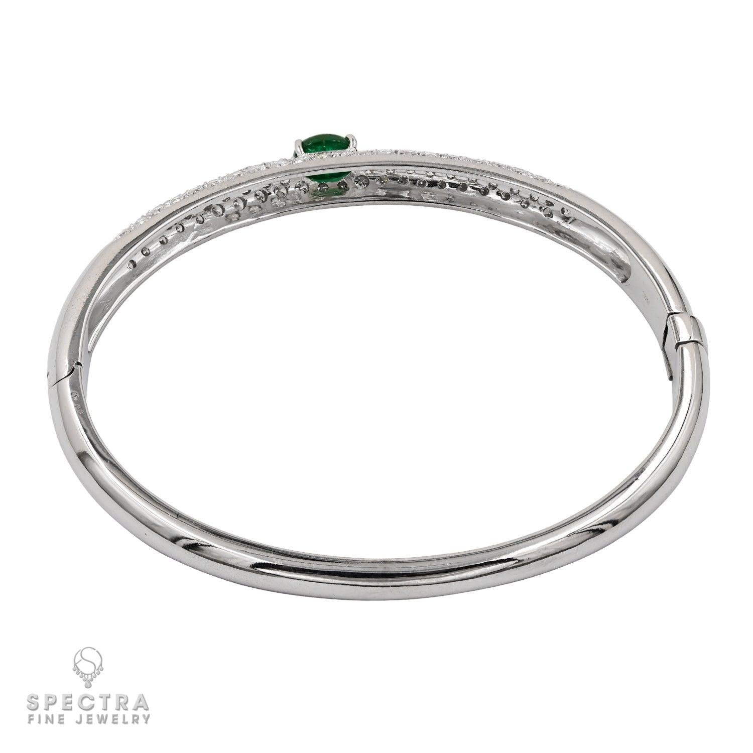 Modern Elegance: Pave Bombe Bangle with Oval Emeralds