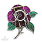Mystery-set Ruby Emerald Diamond Flower Brooch | French Craftsmanship