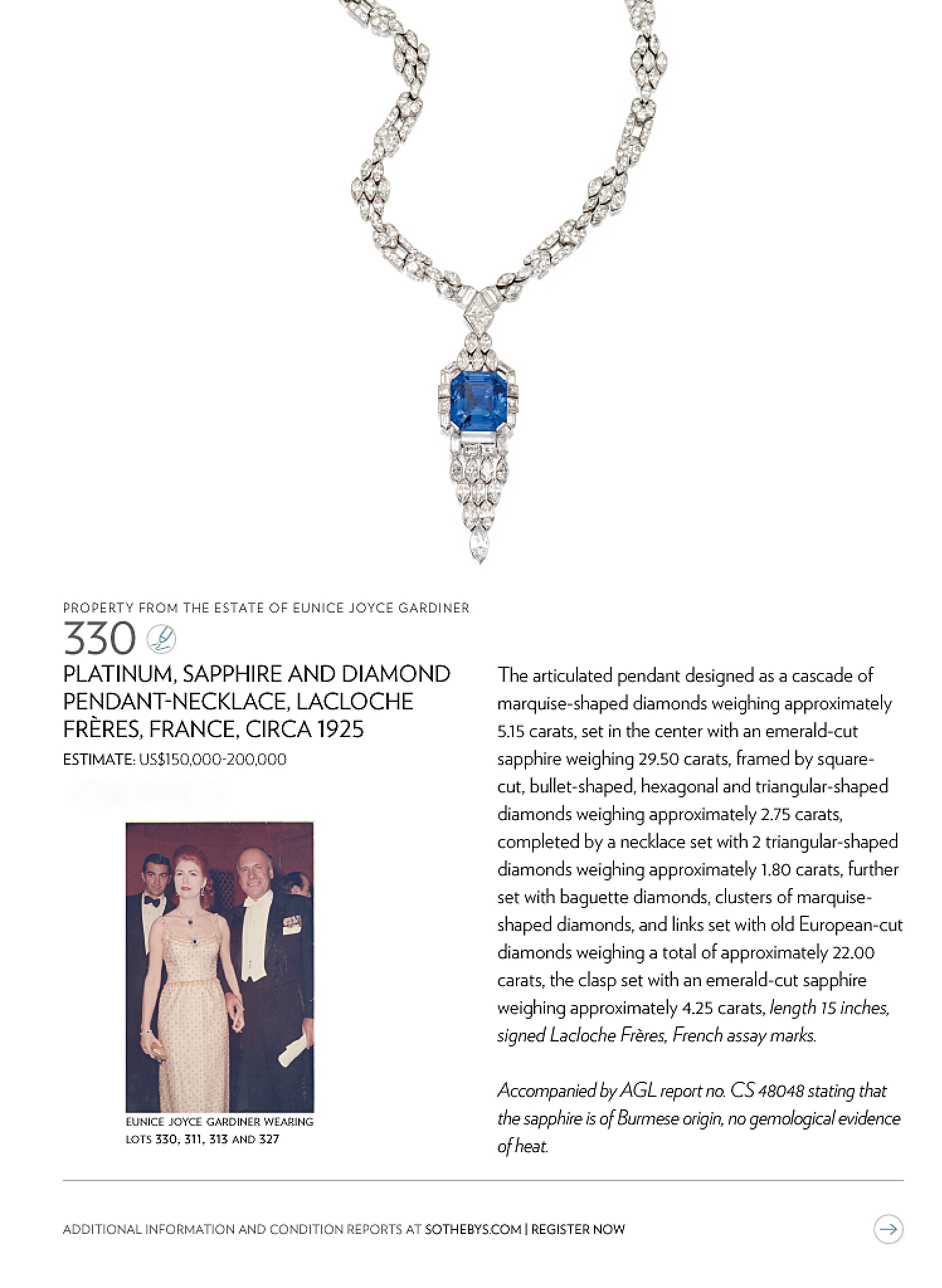 Lacloche Frères Antique Art Deco Sapphire Diamond Convertible Pendant Lavalier Necklace