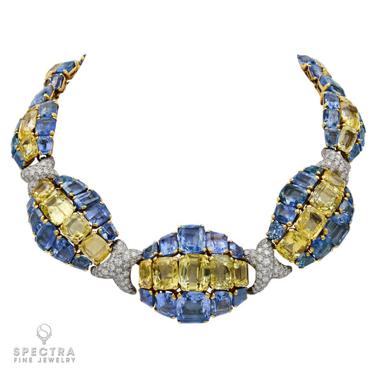David Webb Contemporary Multi-colored Sapphire Collar Necklace