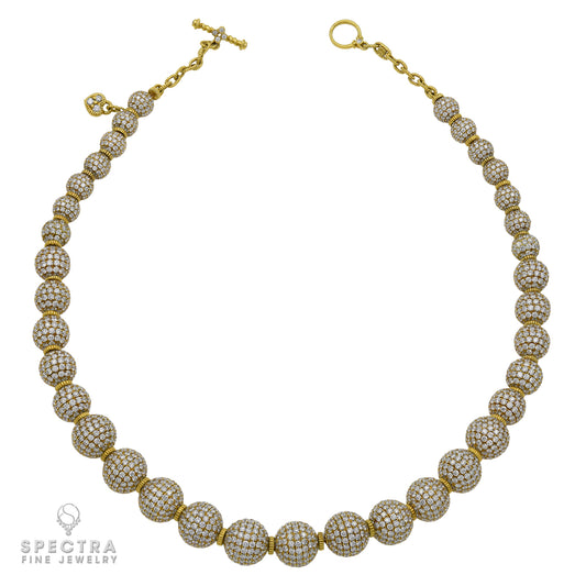 Judith Ripka Diamond Pave Bead Disco Ball Necklace