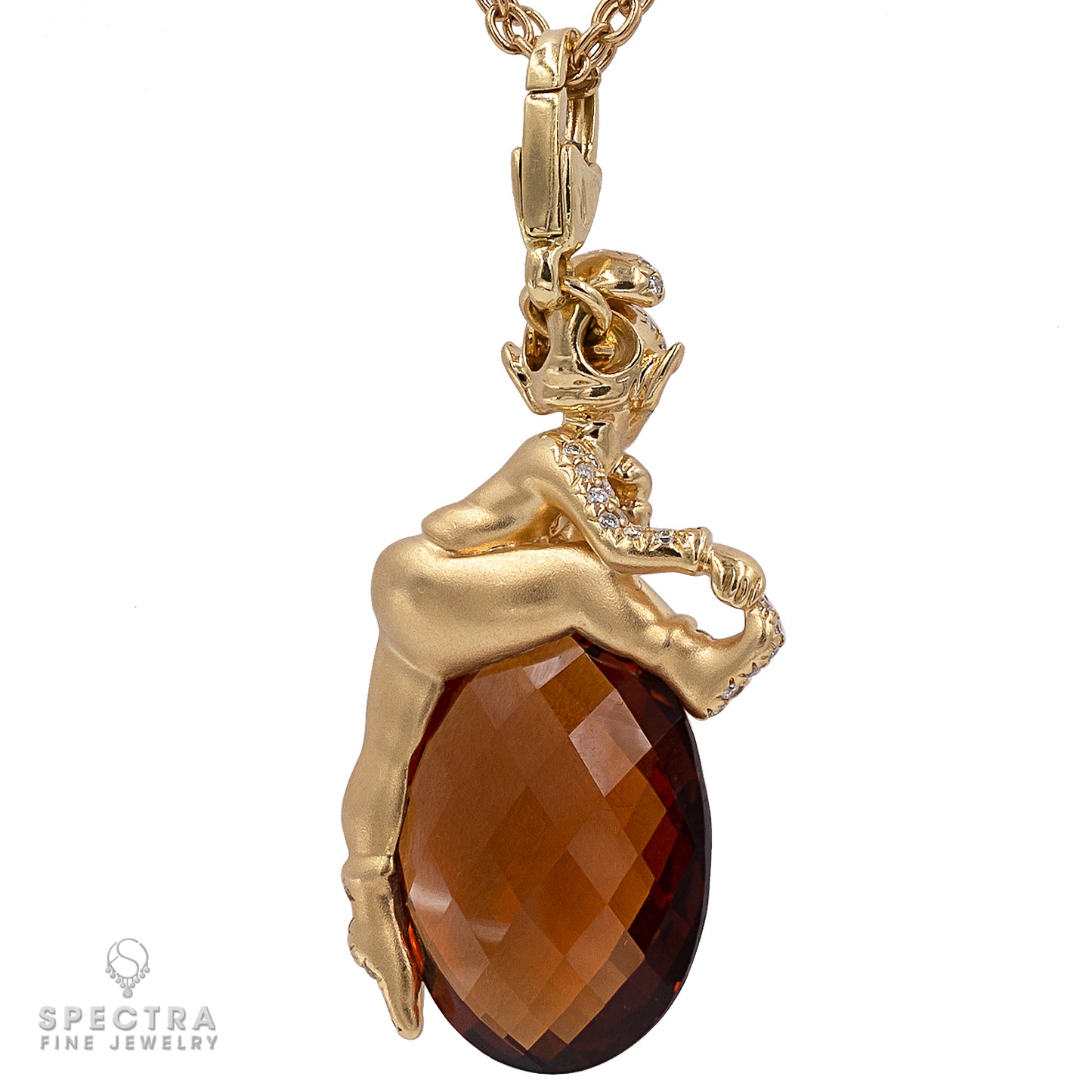 Crivelli's Elf Pendant: 18K Yellow Gold with Diamond Accents