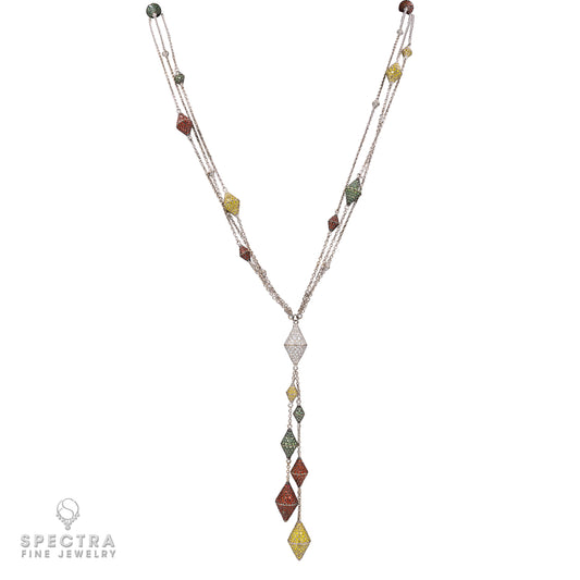 Palmiero Diamond Multicolored Sapphire Lavalier Sautoir Necklace