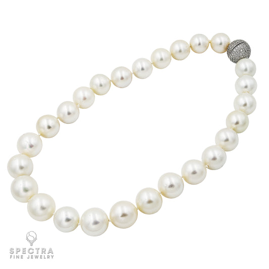 Exquisite White Pearl Diamond Necklace by Spectra Fine Jewelry - Luxury and Elegance Combined