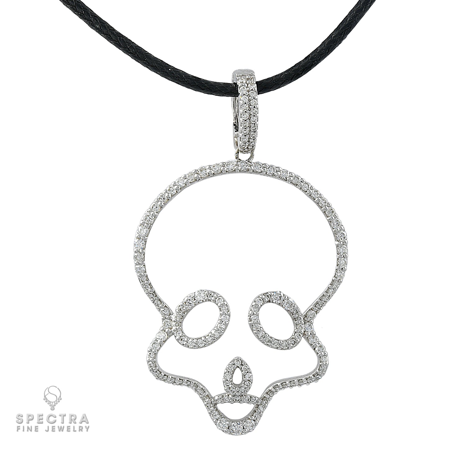 Adamas Diamond Skull Wire Pendant Necklace