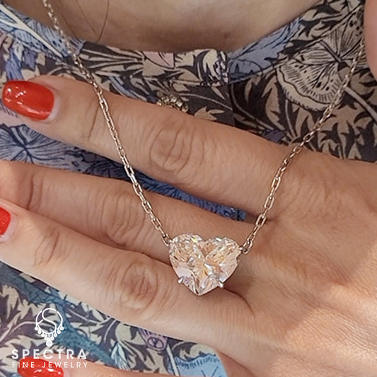 Spectra Fine Jewelry 11.14ct Heart-Shaped Diamond Pendant Necklace in Platinum