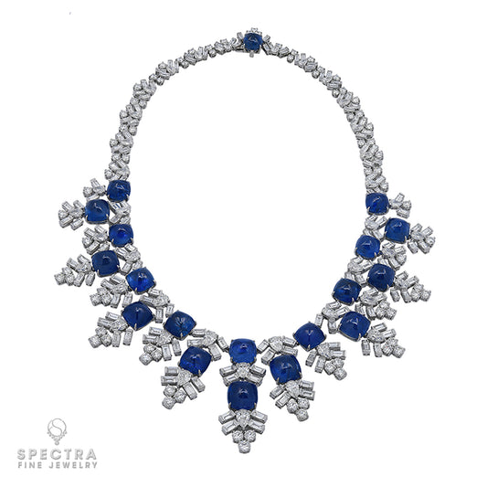 Harry Winston Jacques Timey Vintage Sapphire Diamond Bib Necklace