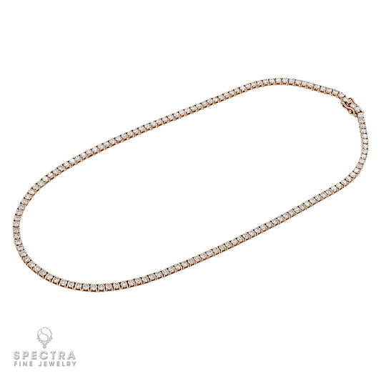 11.82ct Diamond and 14kt Rose Gold Tennis Necklace