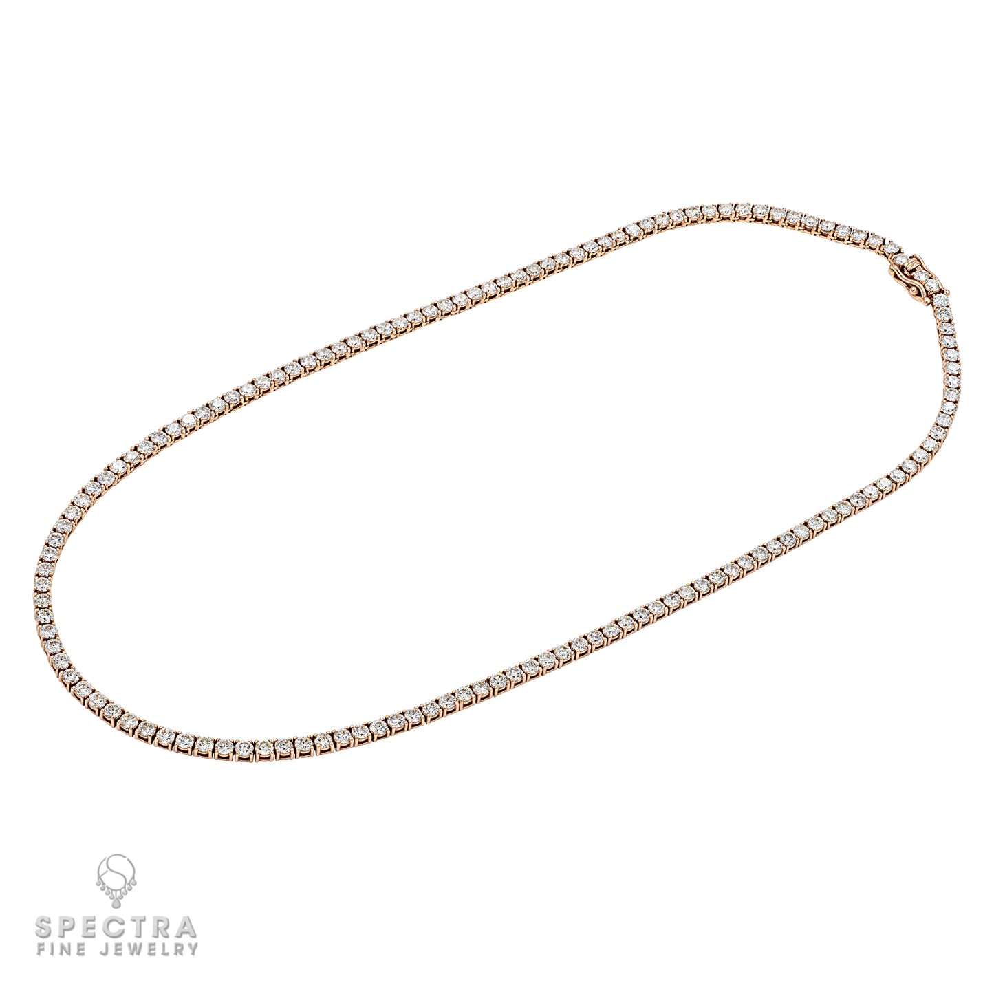 11.82ct Diamond and 14kt Rose Gold Tennis Necklace