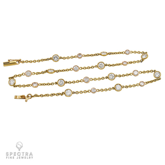 Diamond-by-the-Yard Gold Necklace:18k Yellow Gold Jewelry with 21 Brilliant Diamonds