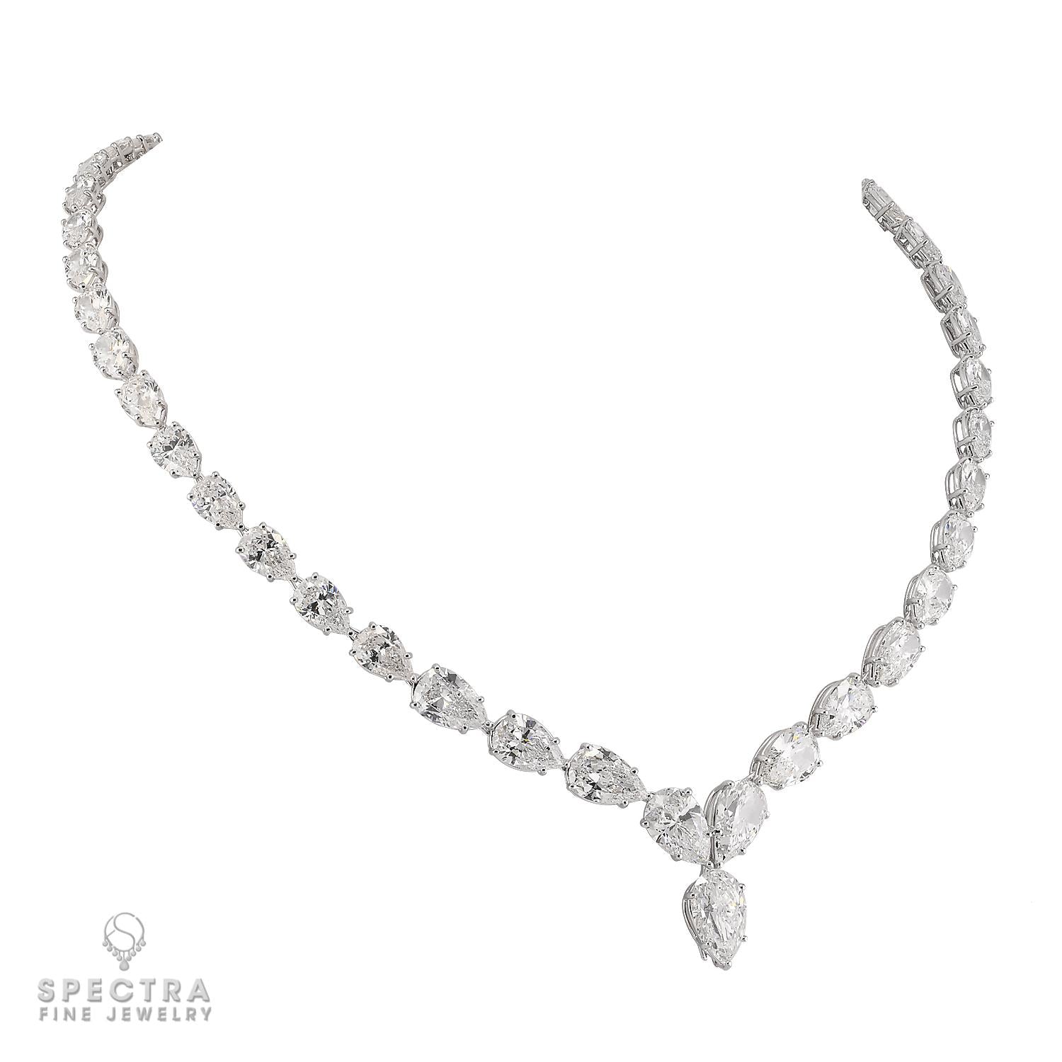 Signed Graff 59.16ct Pear Diamond Necklace in Platinum