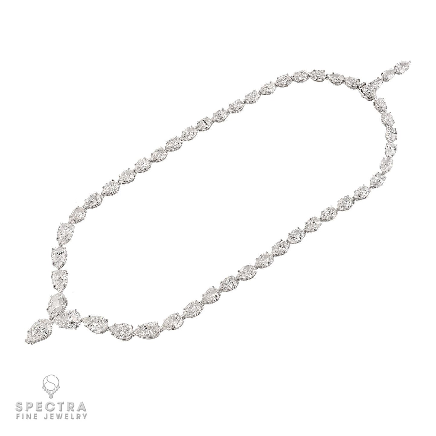 Signed Graff 59.16ct Pear Diamond Necklace in Platinum