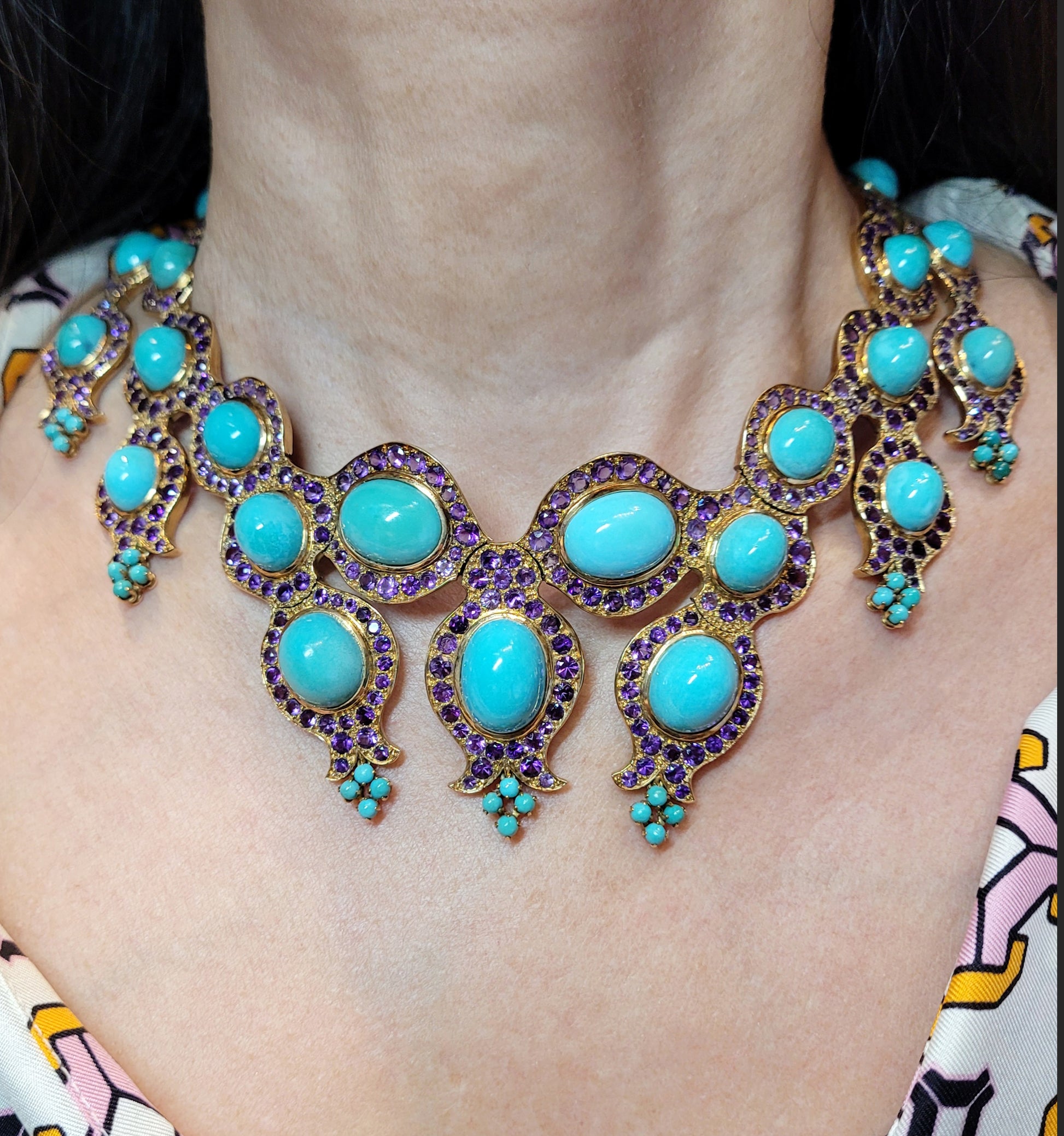 René Boivin 'Algues' Turquoise Amethyst Necklace, 1965