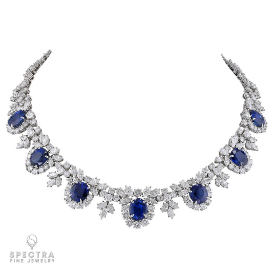 Harry Winston 32.63 cts. Sapphire Diamond Platinum Necklace