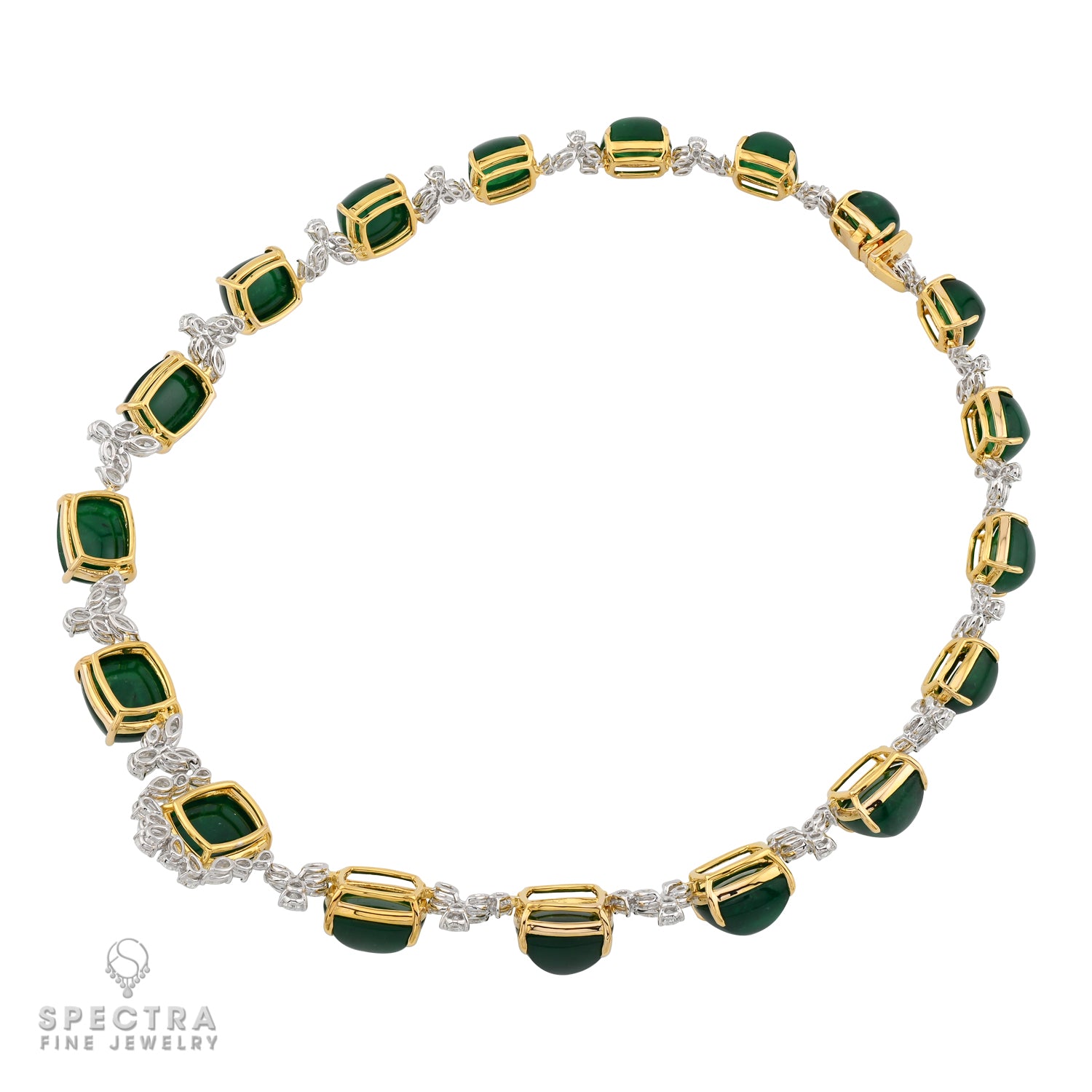 Spectra Fine Jewelry 141.04 cts. Colombian Emerald Diamond Necklace