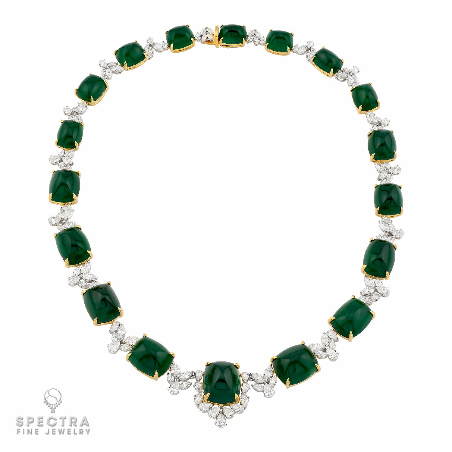 Spectra Fine Jewelry 141.04 cts. Colombian Emerald Diamond Necklace