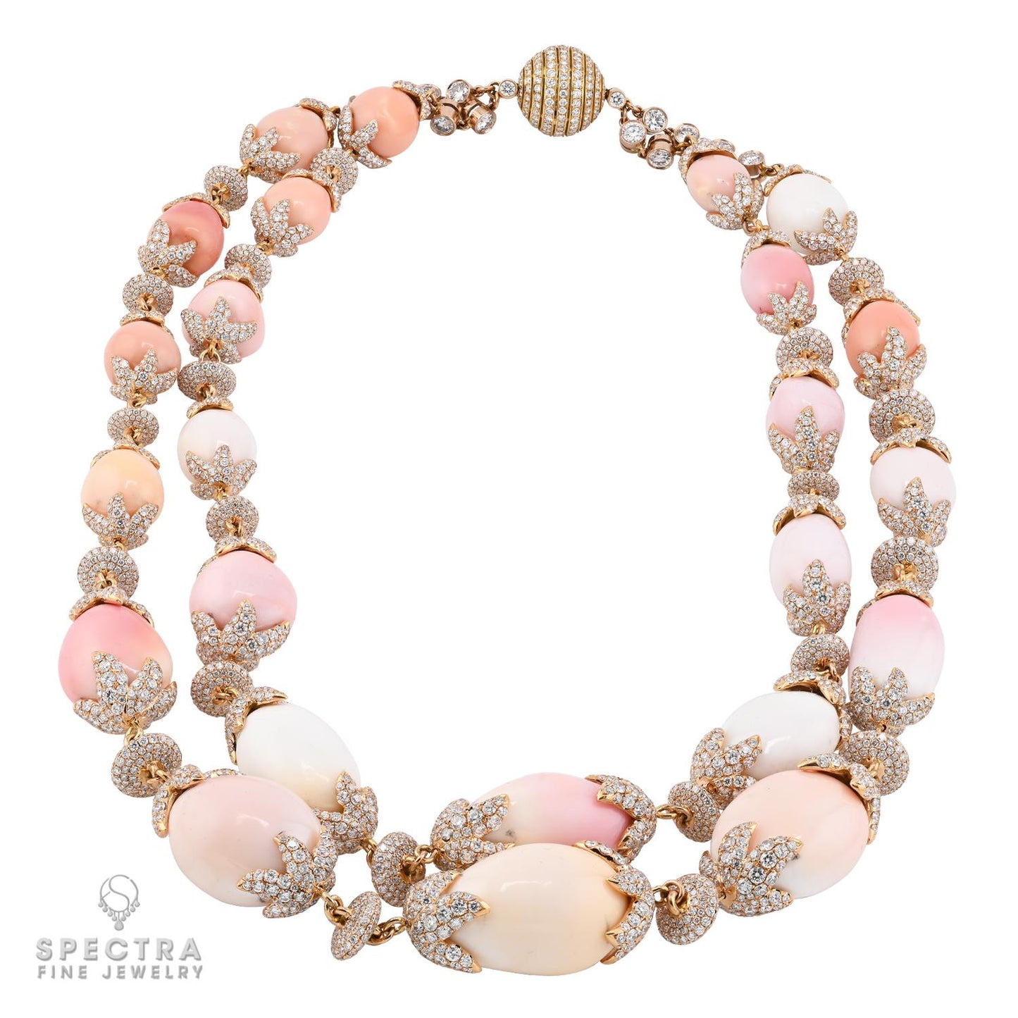 Conch Pearl and Diamond Double-Strand Necklace