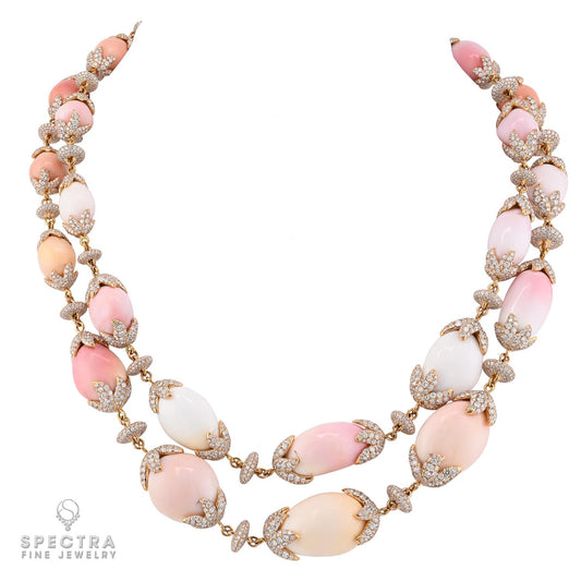 Conch Pearl and Diamond Double-Strand Necklace