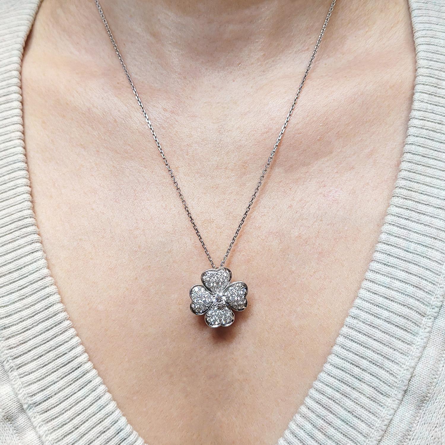 Van Cleef & Arpels Cosmos Diamond Clip Pendant Necklace