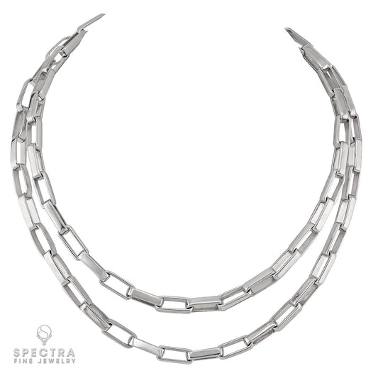 18K White Gold Paperclip Chain Necklace