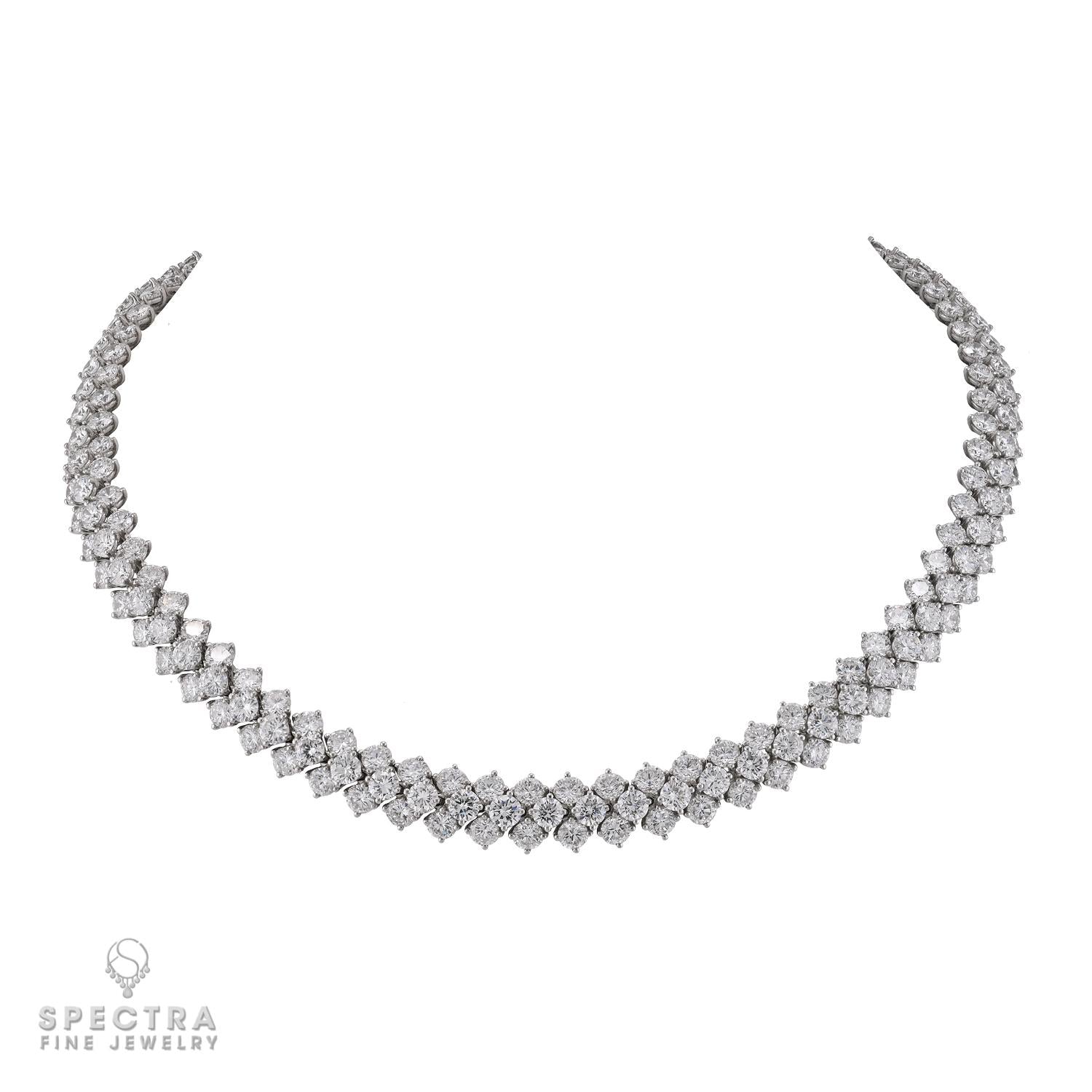 Harry Winston 44.50ct Round Diamond Platinum Necklace, Signed Jacques Timey