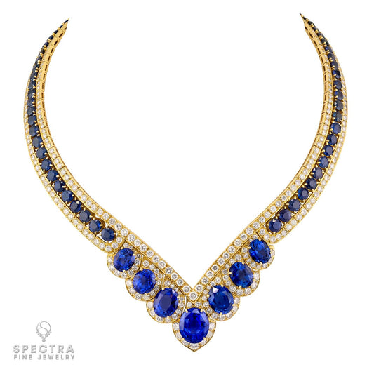 Van Cleef & Arpels Sapphire and Diamond Necklace in 18K Yellow Gold