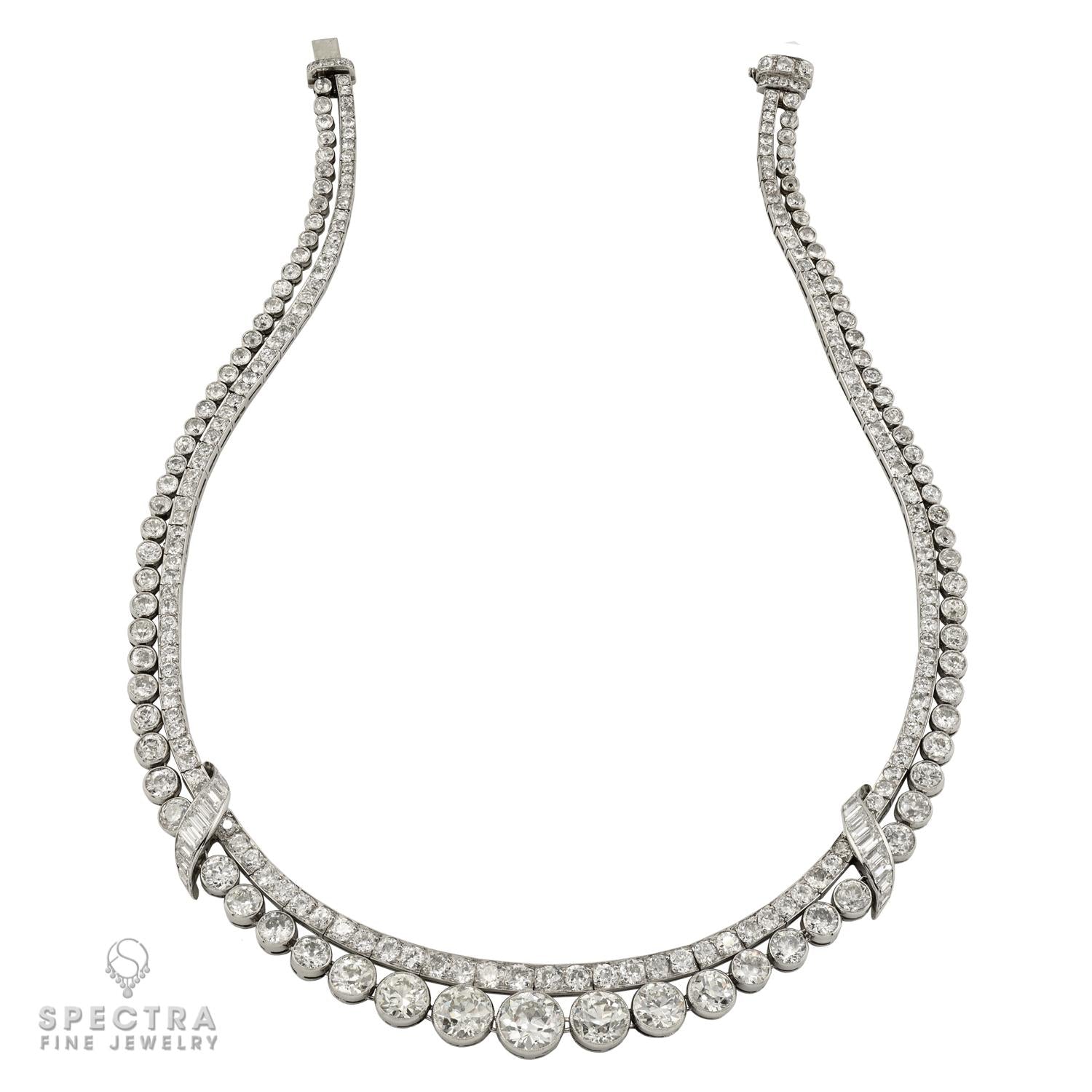 Van Cleef & Arpels Two-Row Diamond Riviera Necklace, 37.41 cts in Platinum