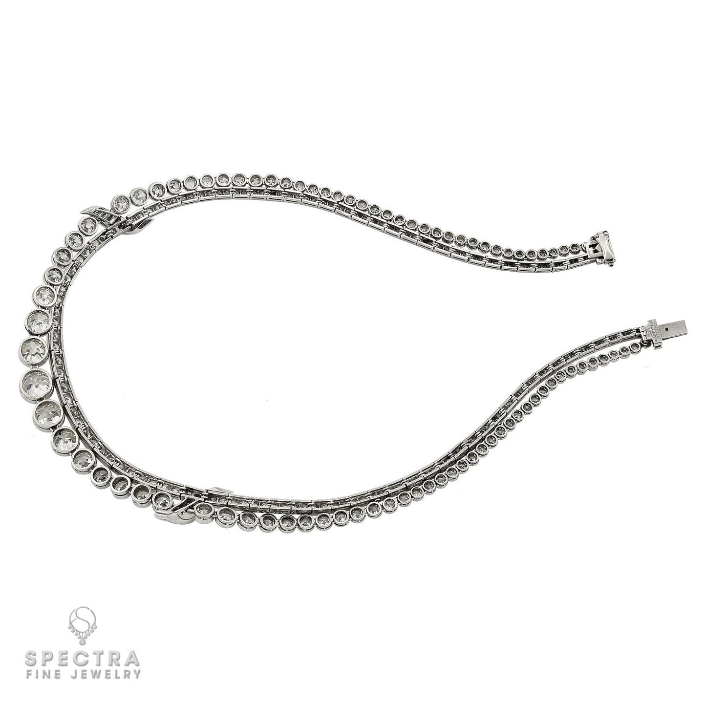 Van Cleef & Arpels Two-Row Diamond Riviera Necklace, 37.41 cts in Platinum
