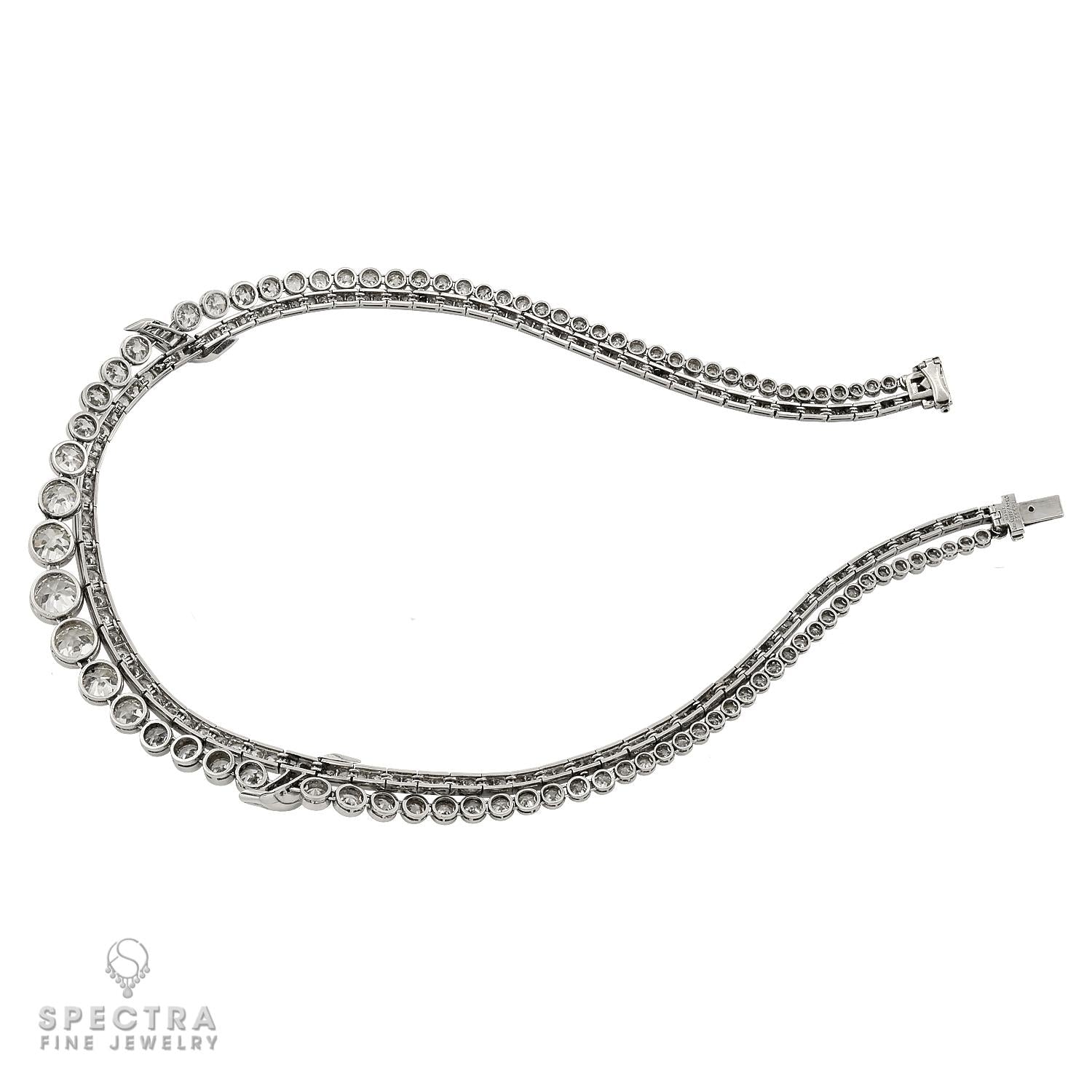 Van Cleef & Arpels Two-Row Diamond Riviera Necklace, 37.41 cts in Platinum