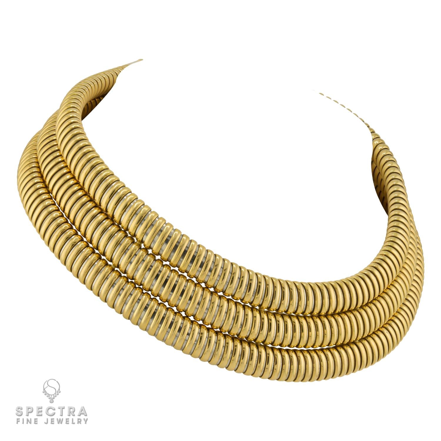 Cartier "Africa" Triple-Row Gas Pipe Necklace, 18k Gold, 1988