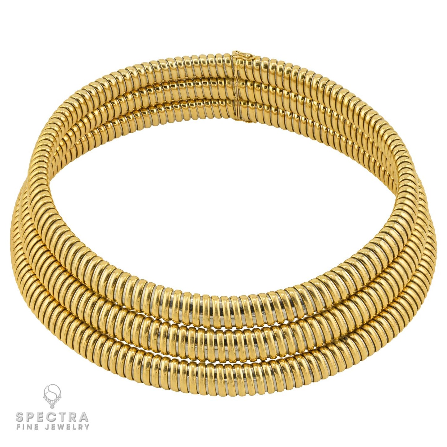 Cartier "Africa" Triple-Row Gas Pipe Necklace, 18k Gold, 1988